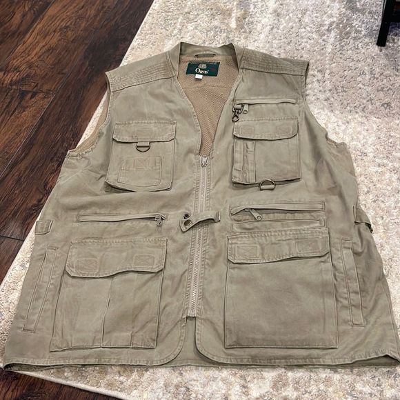 Orvis Other - Orvis Men L Full Zipper Khaki Pocket Fishing Safari Vest made in Hong Kong EUC